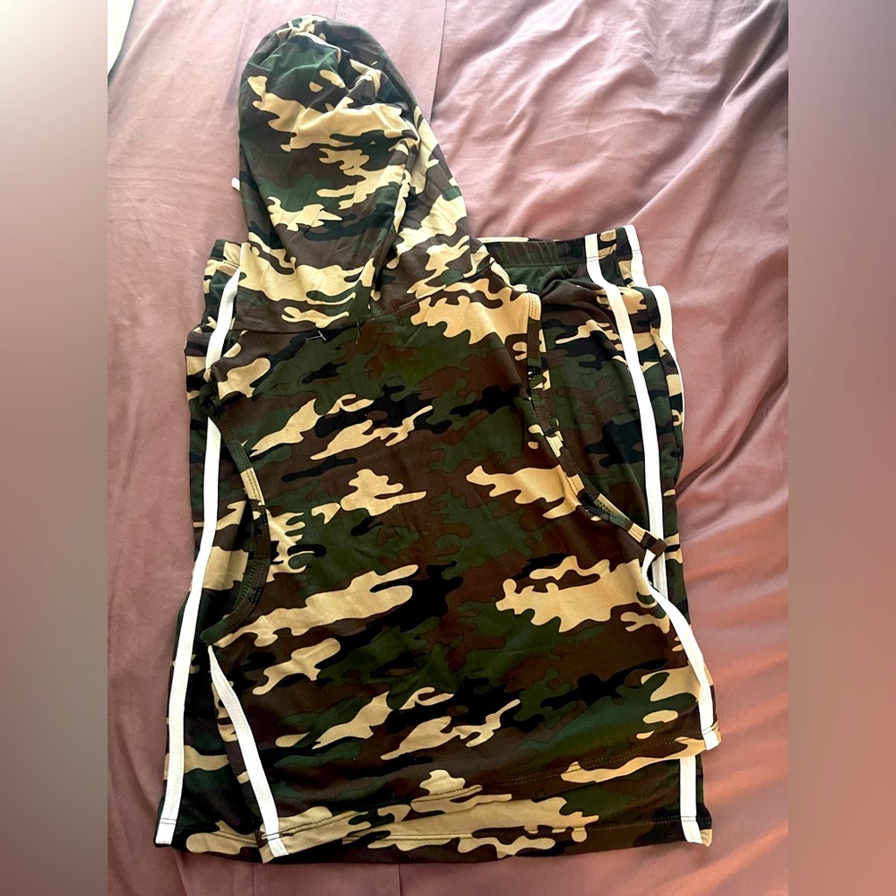 2 piece army fatigue skirt set